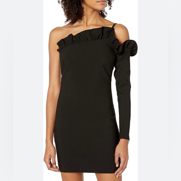 REVOLVE x LIKELY | JORDIE ONE-SLEEVE RUFFLE COCKTAIL DRESS SIZE 12 - Picture 3 of 12
